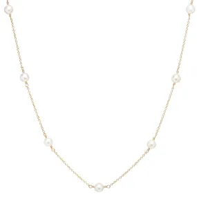 14k 7 Pearl Station Necklace