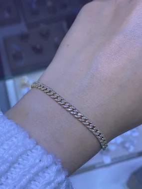 14K Gold Adjustable Diamond Cuban Bracelet