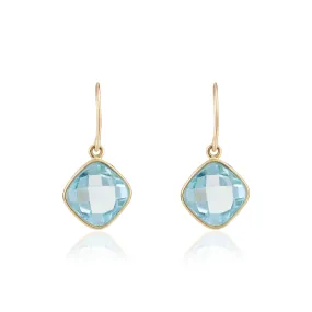 14K Gold Blue Topaz Dangle Earring