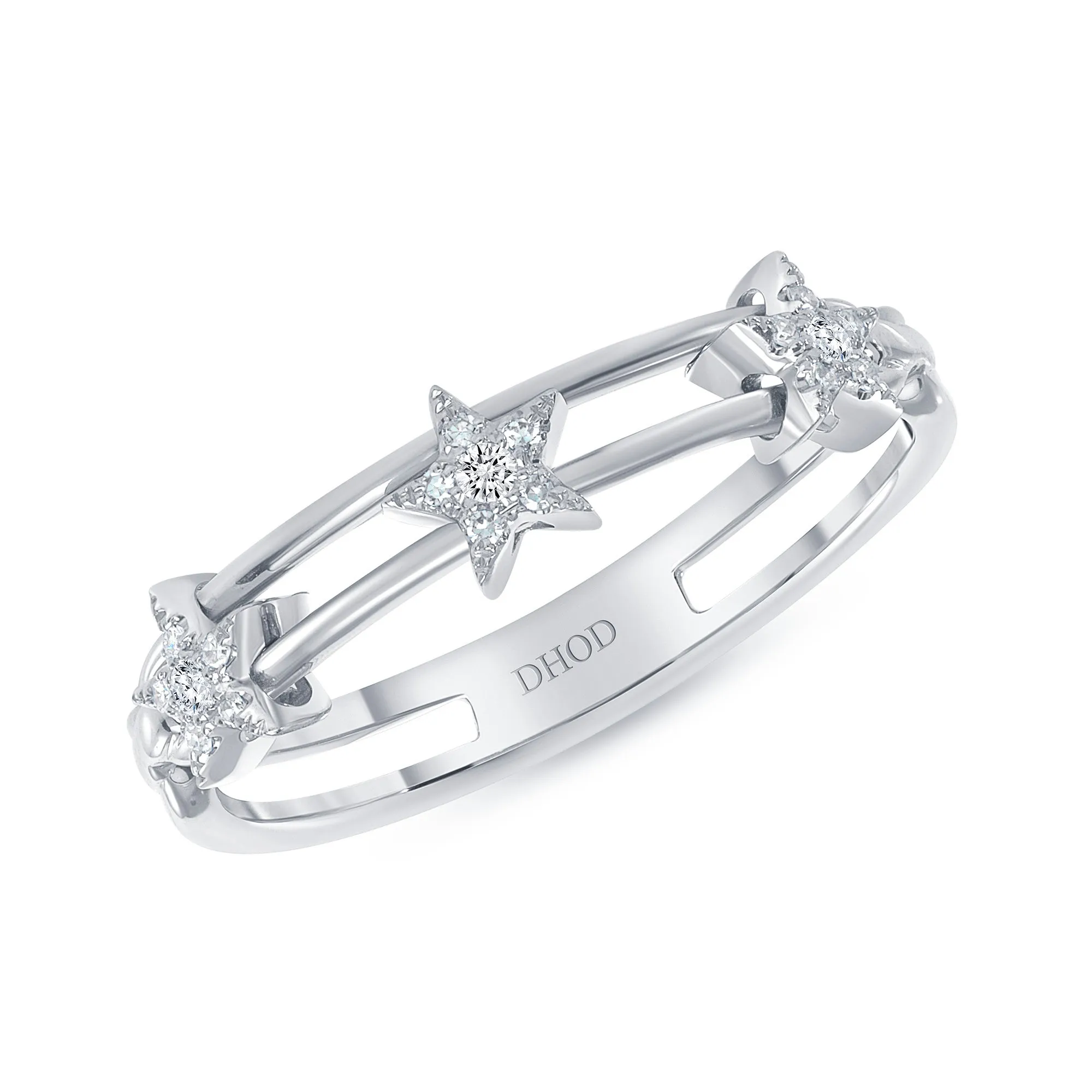 14K Gold Diamond Moveable Star Band