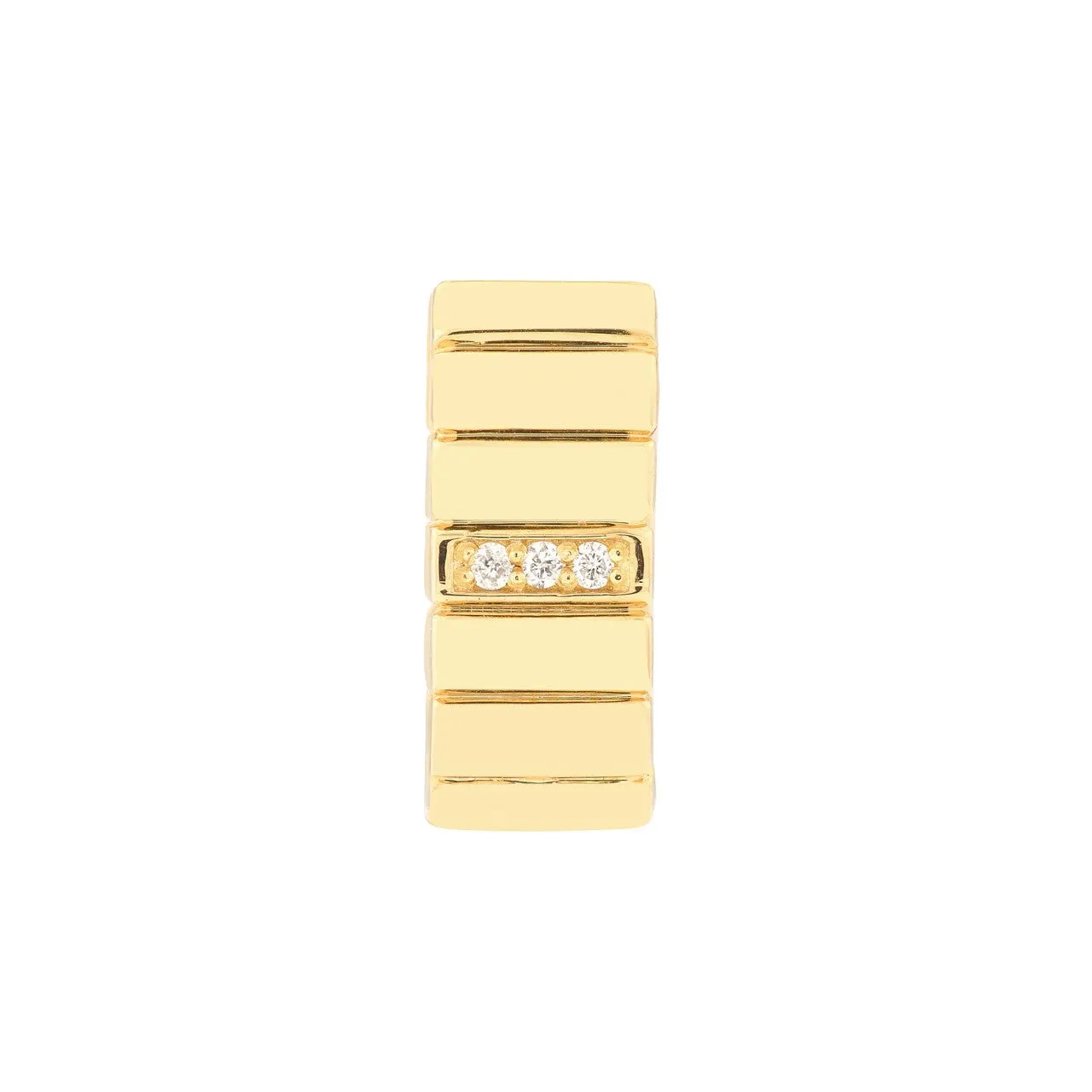 14K Gold Diamond Ribbed Huggie Earrings