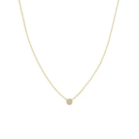 14k Itty Bitty Pavé Diamond Disc Necklace