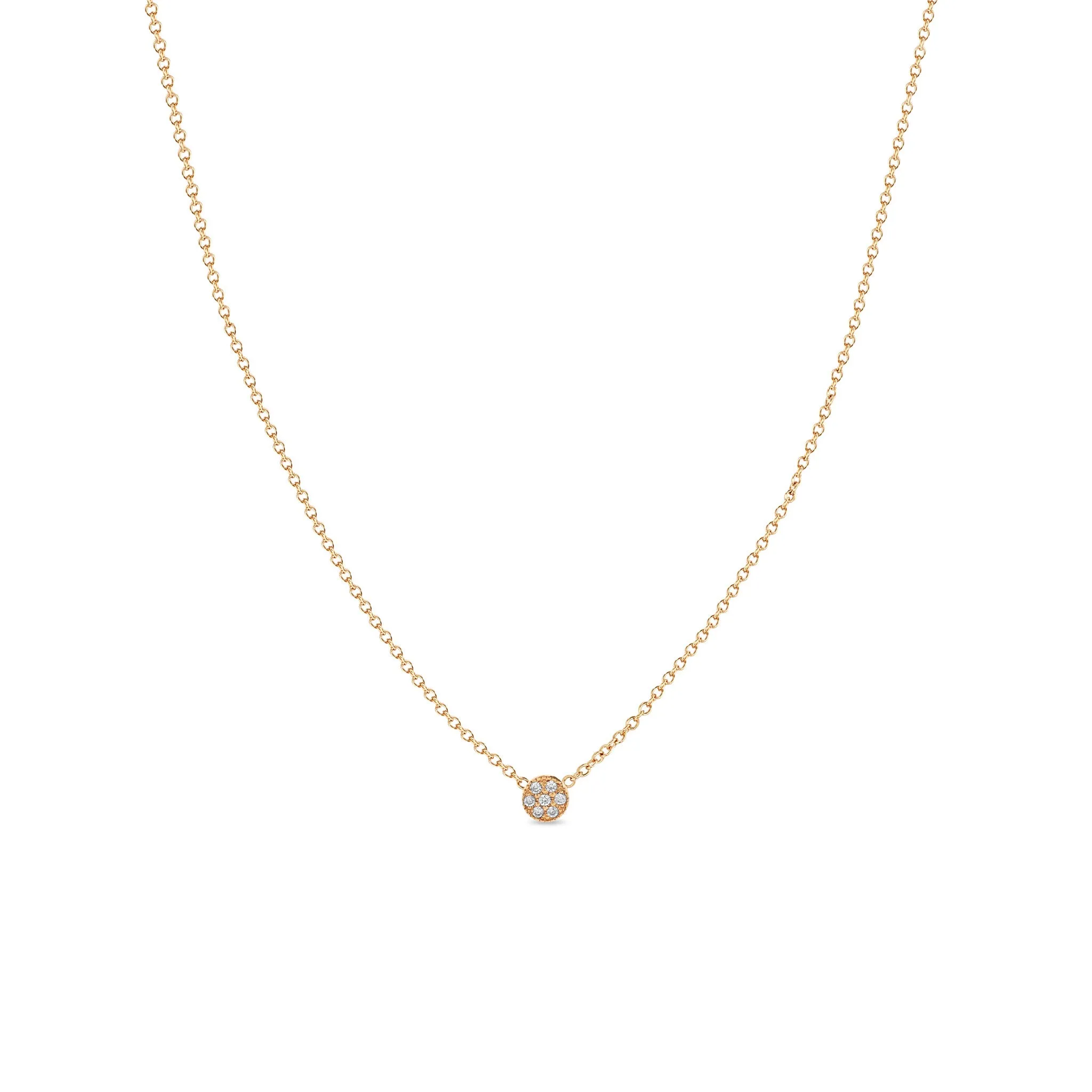 14k Itty Bitty Pavé Diamond Disc Necklace