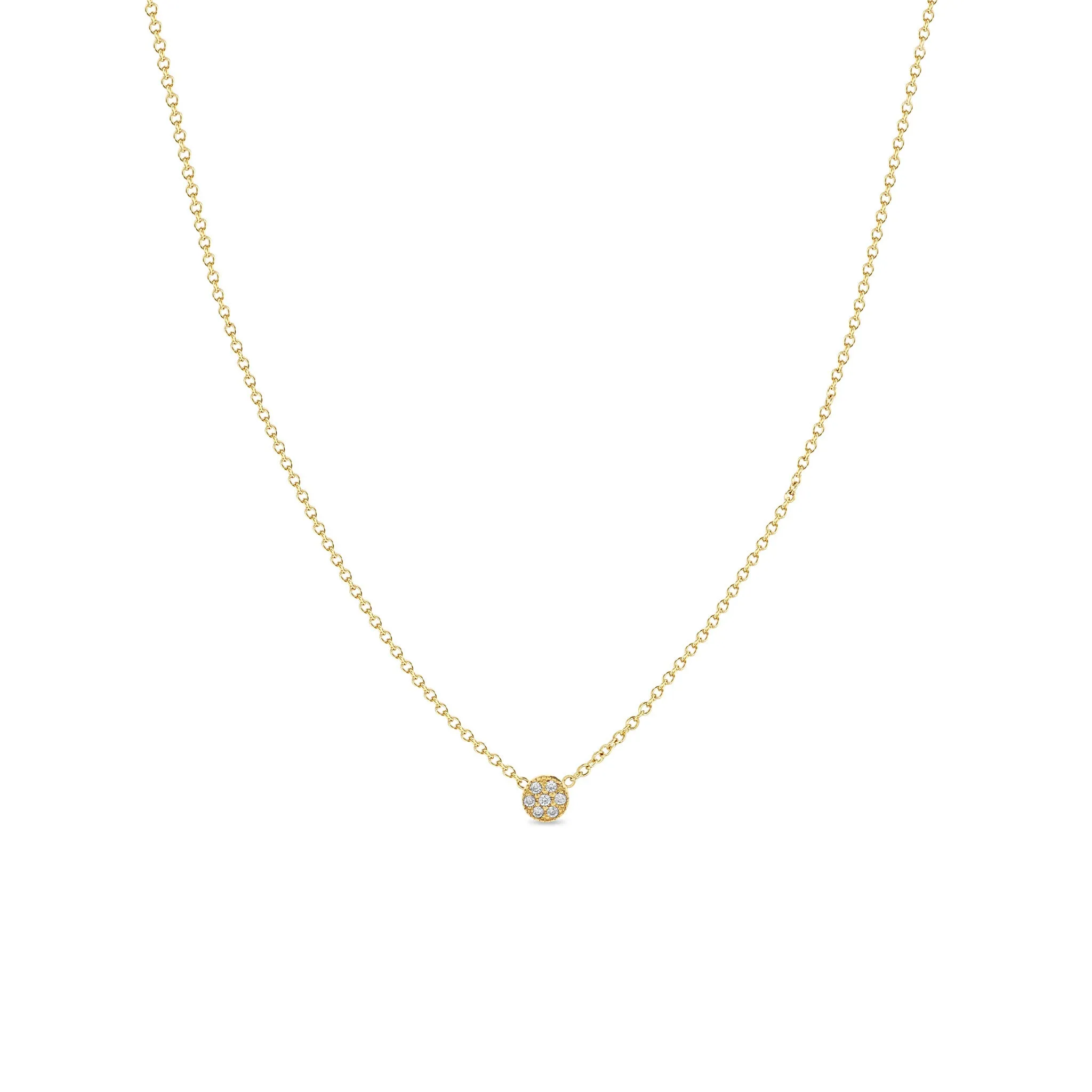 14k Itty Bitty Pavé Diamond Disc Necklace