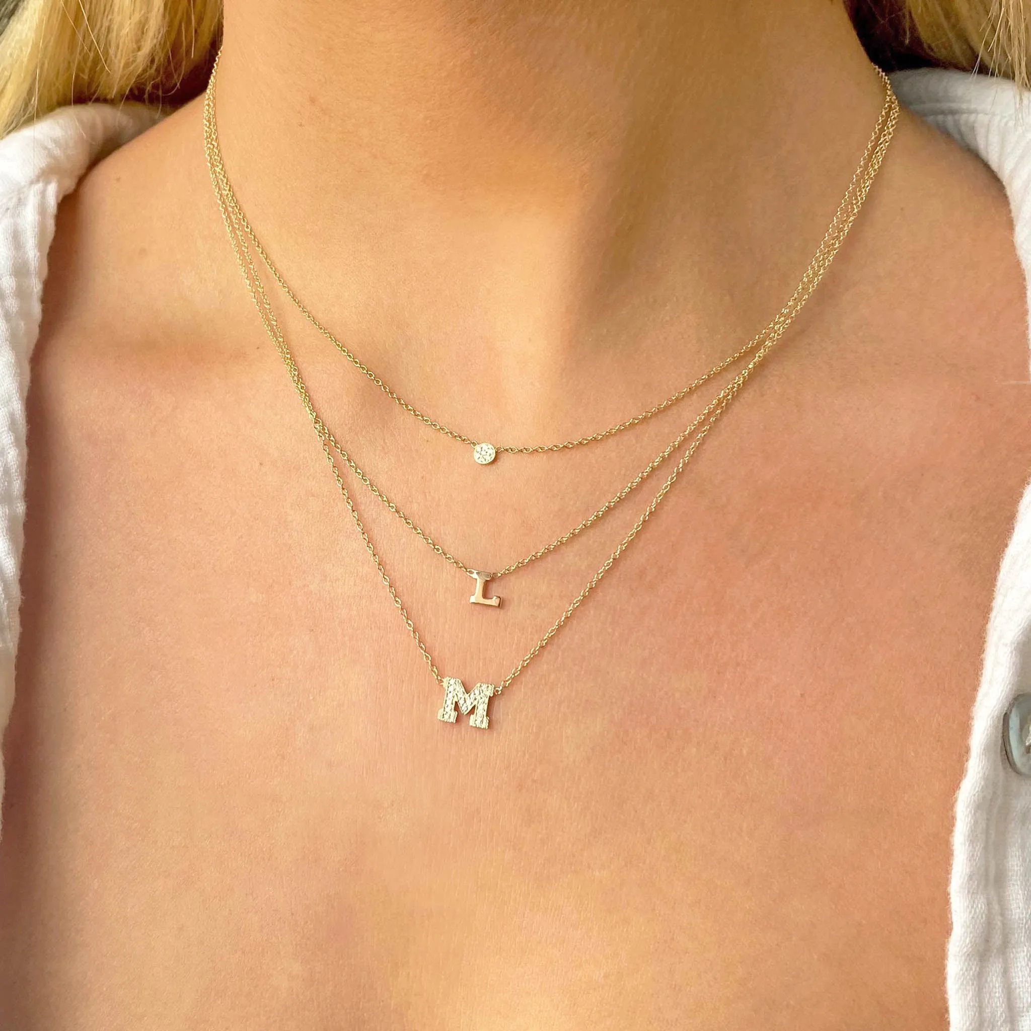 14k Itty Bitty Pavé Diamond Disc Necklace