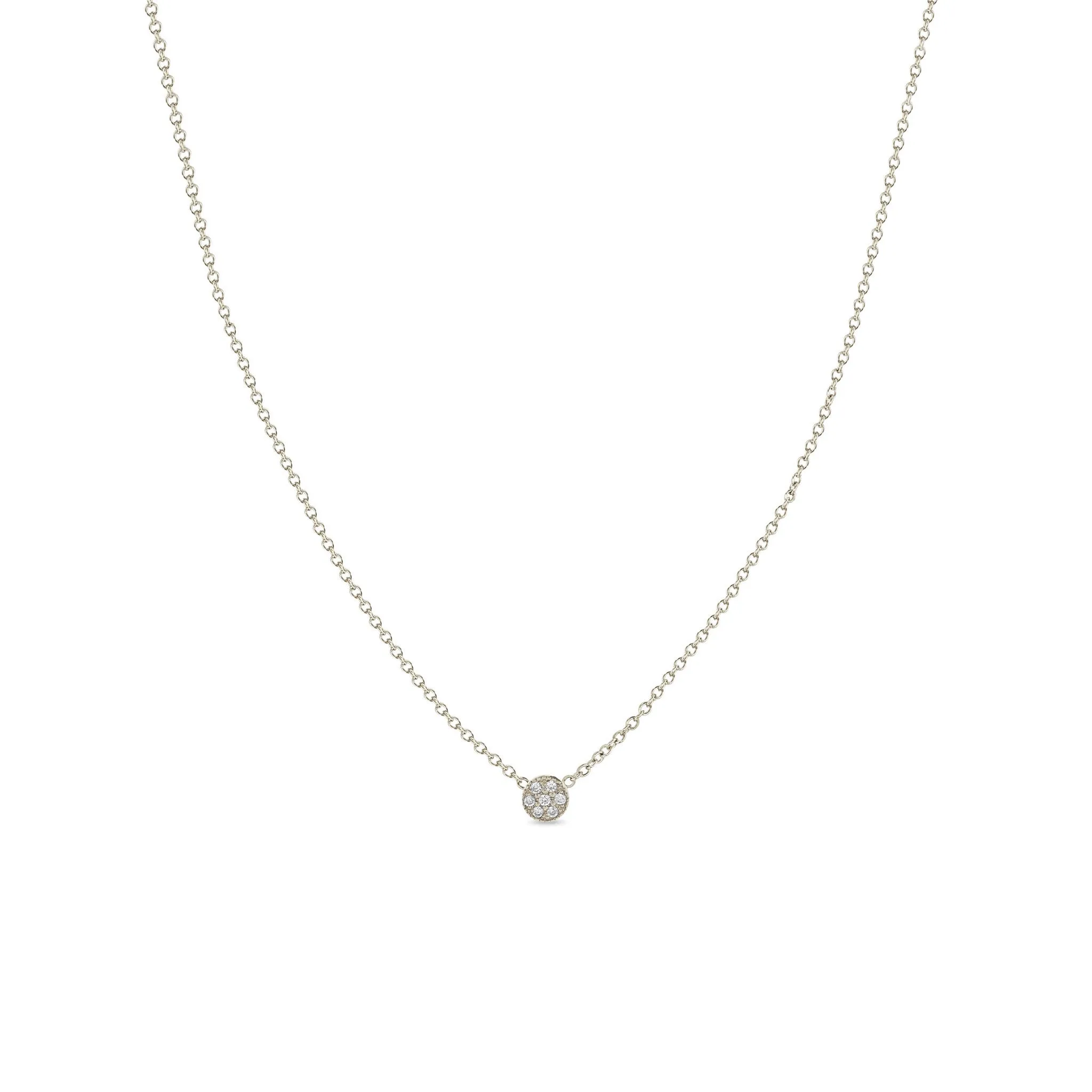 14k Itty Bitty Pavé Diamond Disc Necklace