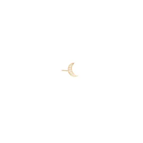 14k Midi Bitty Pavé Diamond Moon Stud