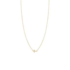 14k Pavé Diamond Itty Bitty Cross Necklace