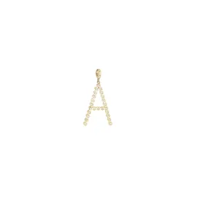 14k Single Diamond Bezel Letter Clip On Charm Pendant