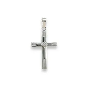 14K W Gold Cross with 1 Diamond