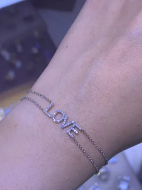 14K White Gold 'LOVE' Diamond Bracelet