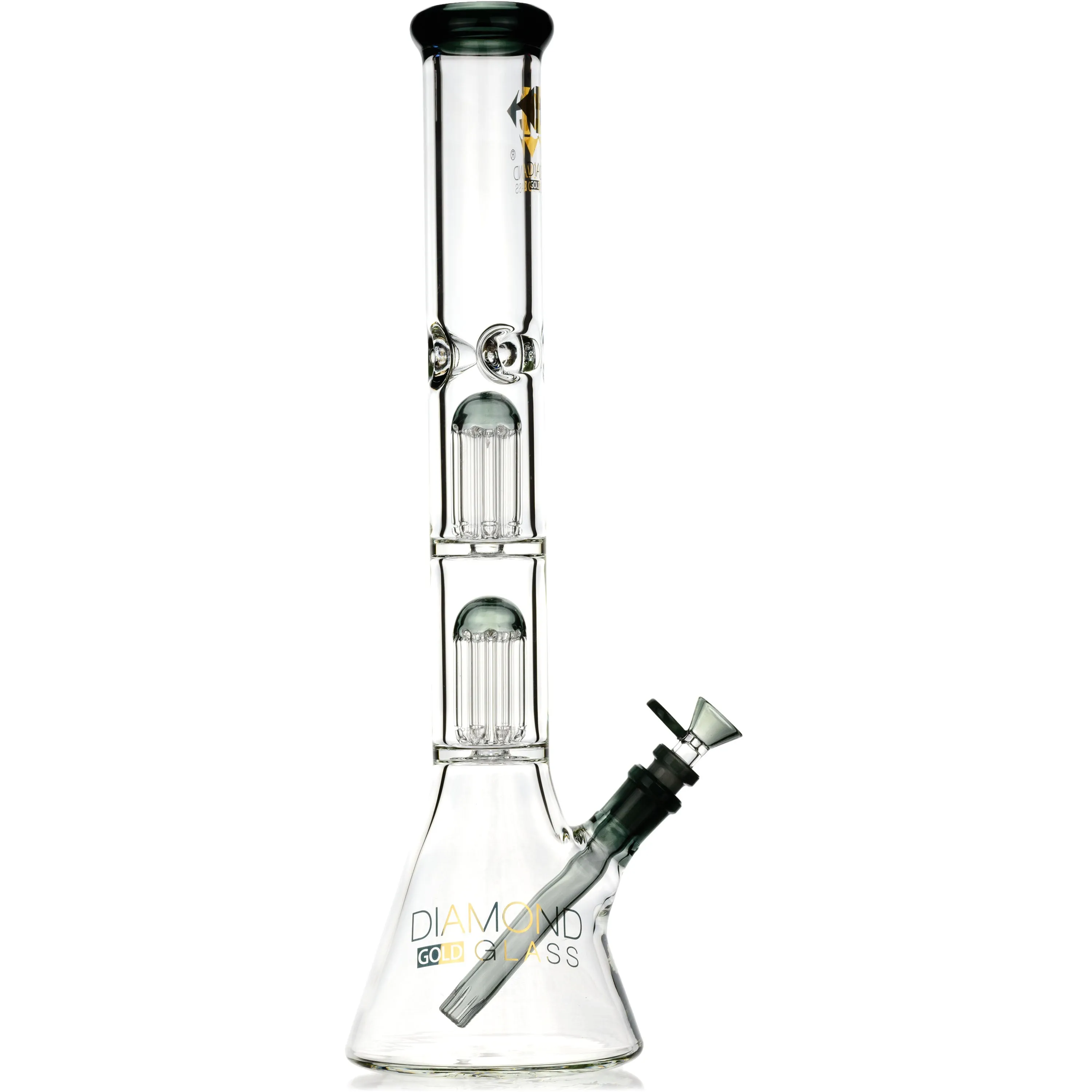 18 Thick 7mm Double Chamber Tree Perc Bong, by Diamond Glass