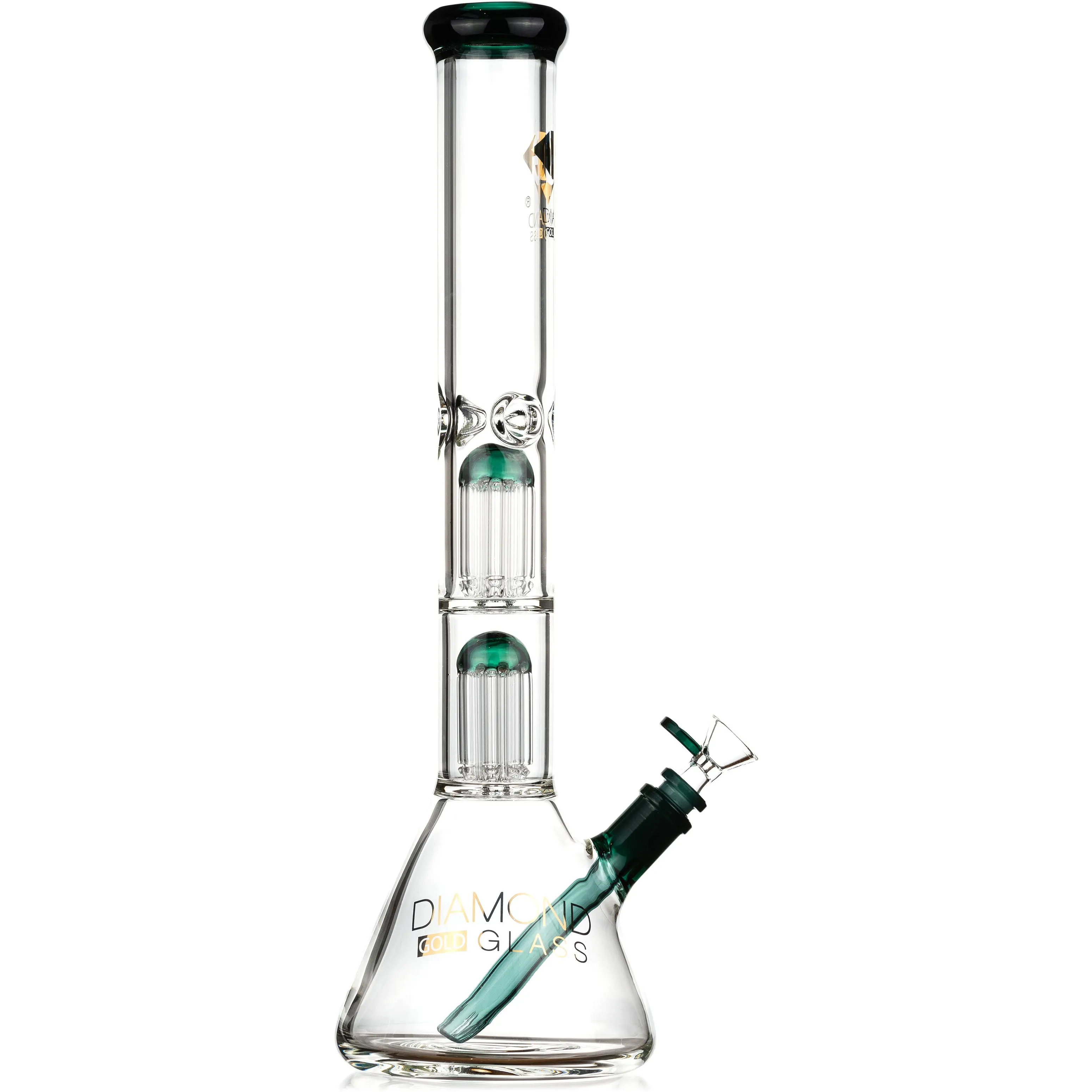 18 Thick 7mm Double Chamber Tree Perc Bong, by Diamond Glass