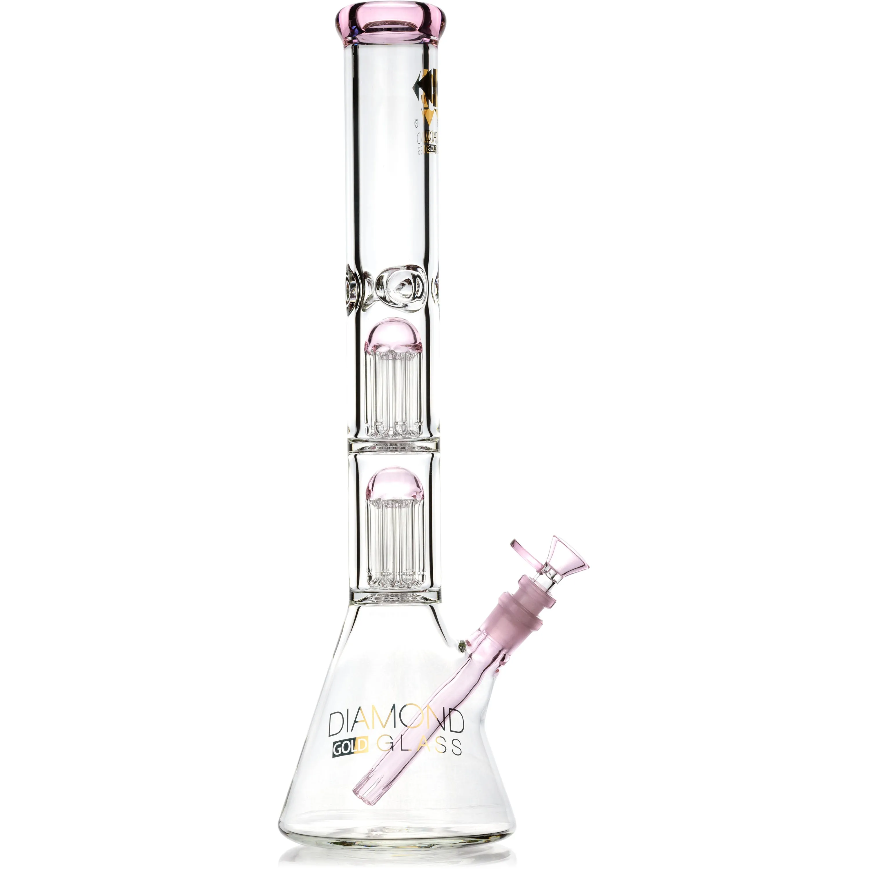 18 Thick 7mm Double Chamber Tree Perc Bong, by Diamond Glass