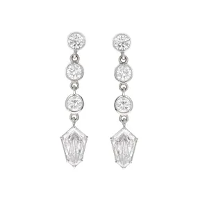 1.83 Carat Total Weight Bullet Diamond Bezel Drop Earrings in Platinum