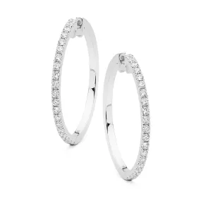 18ct White Gold Diamond Huggie Earrings