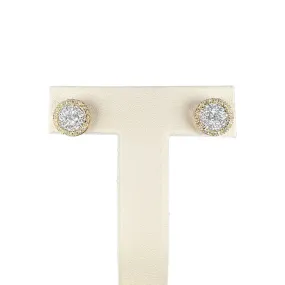 2 Tone Round Diamond Earrings