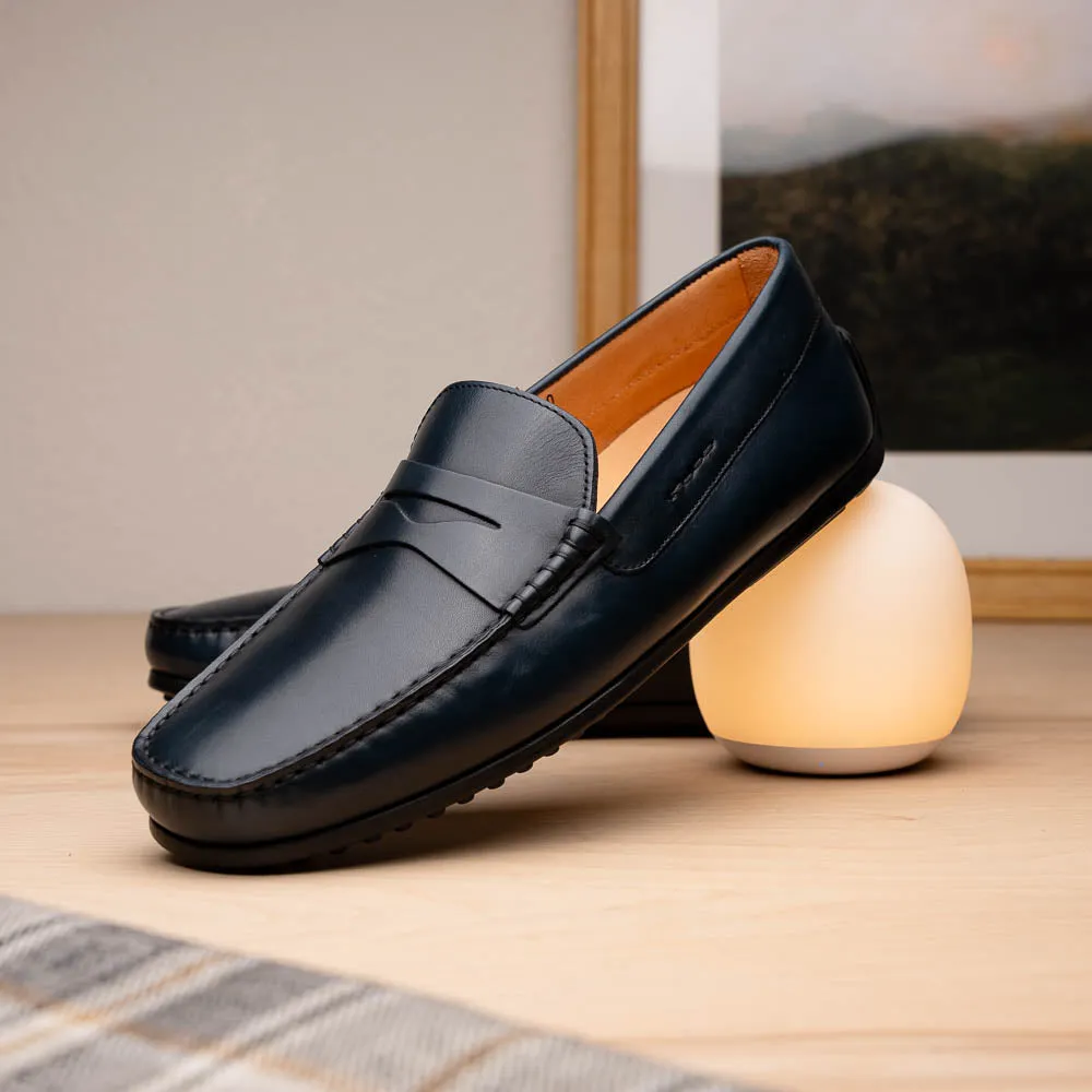 35-100-NVY MONZA Italian Calfskin Driver, Navy