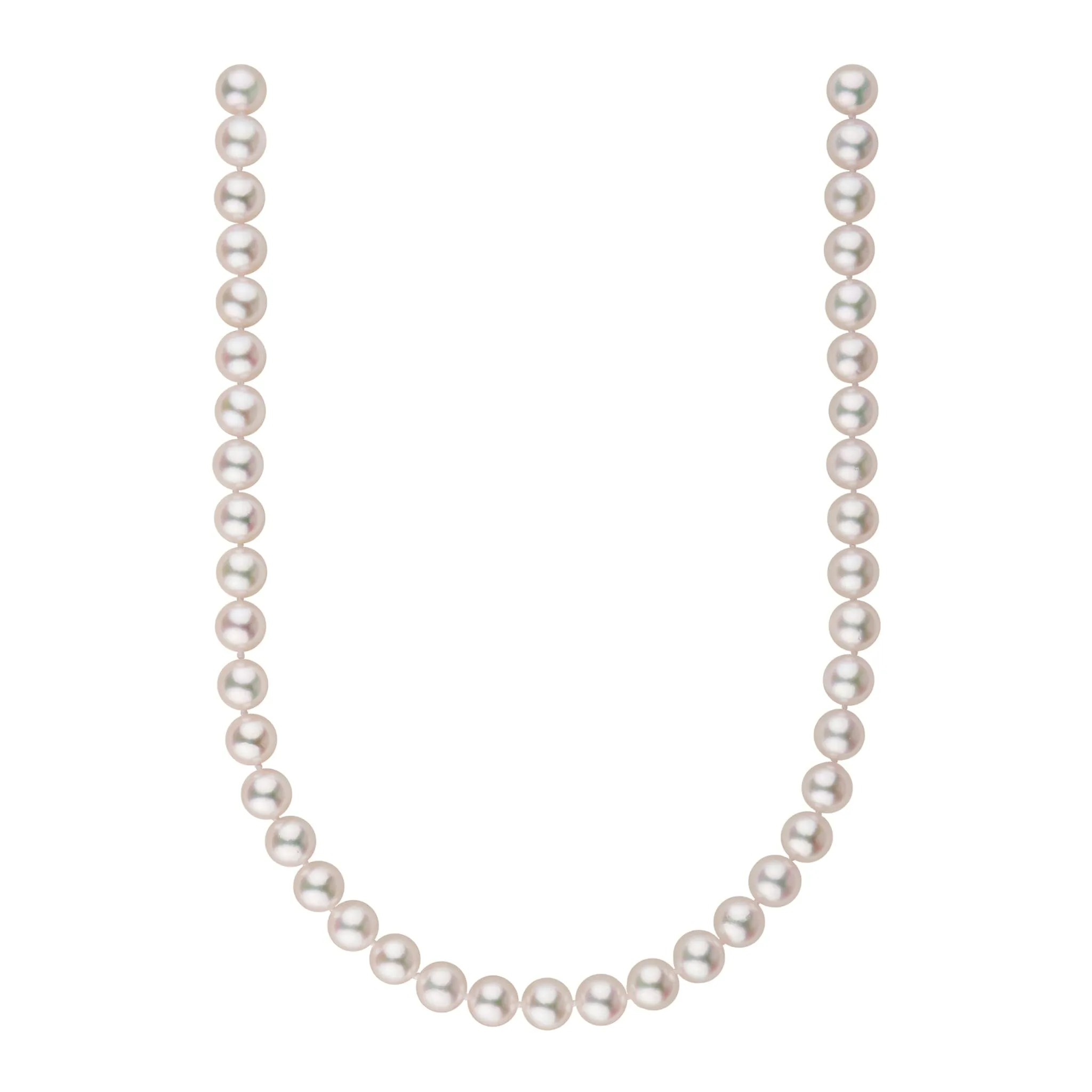 9.0-9.5 mm 16 Inch AAA Blush White Akoya Silver Rose Tone Pearl Necklace