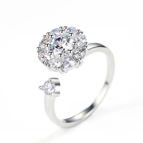 925 Sterling Silver Rotating Open Engagement Ring