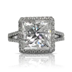 ADA 6 Carat Princess Cut E Color SI1 Clarity Diamond Engagement Ring 18K White Gold Certified 5 ct E SI1 BY MIKE NEKTA