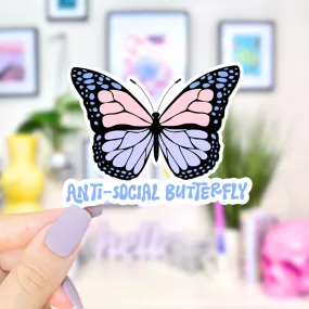 Anti-Social Butterfly - Waterproof Vinyl Sticker