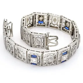 Antique Platinum & 14K Gold Sapphire & Diamond Bracelet