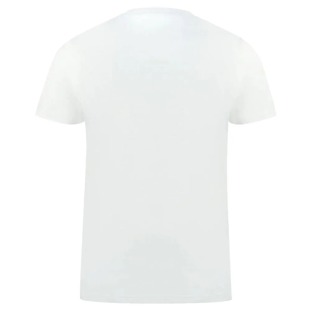 Aquascutum Classic White Cotton Logo Tee with Flag Detail