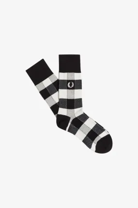 BLACK TONAL CHECK SOCKS