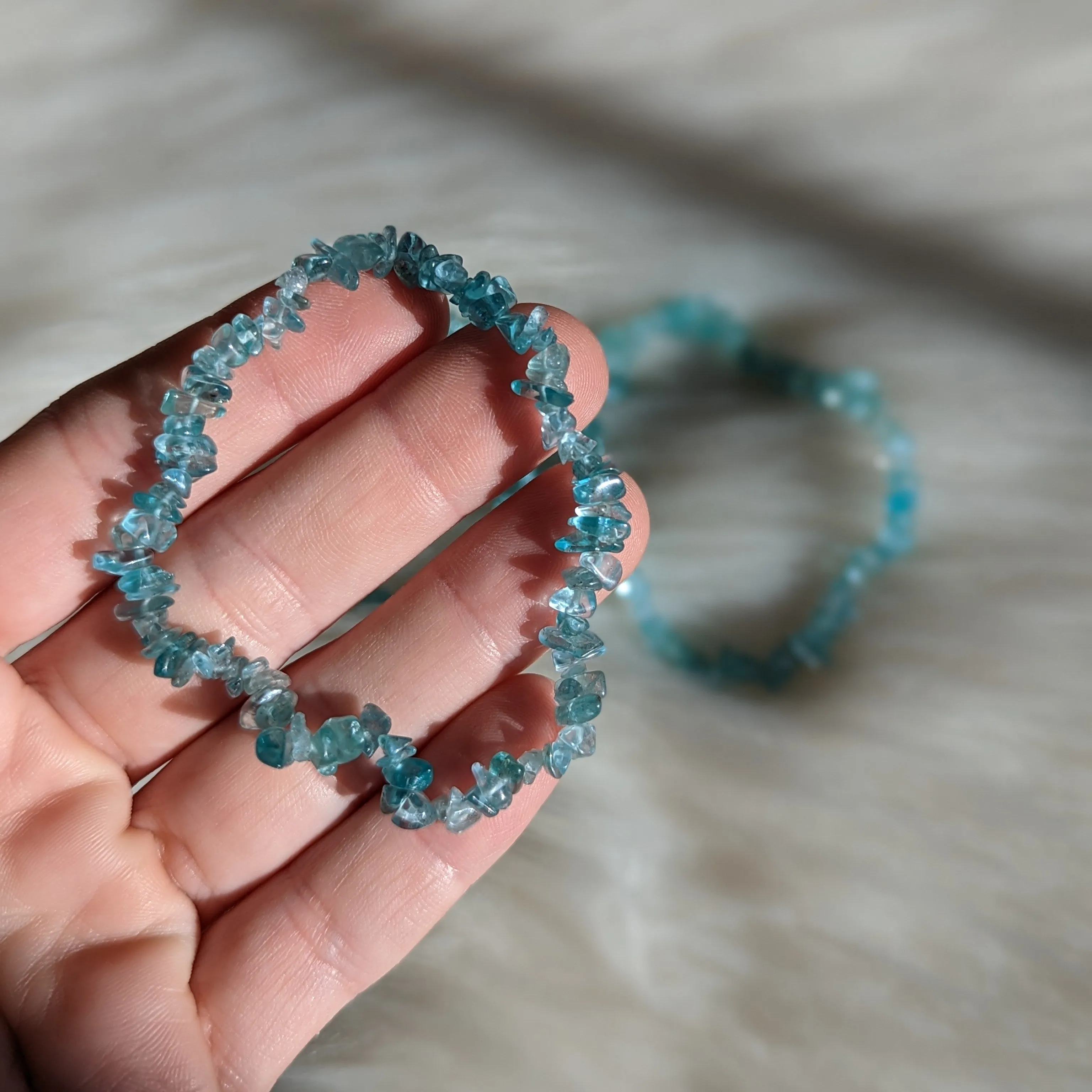 Blue Apatite Chip Stretchy Bracelet