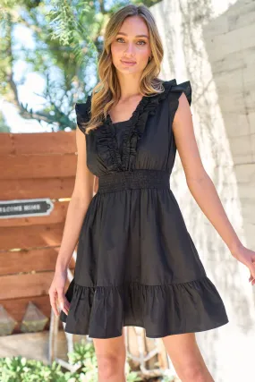 Bodice ruffled dress-blk