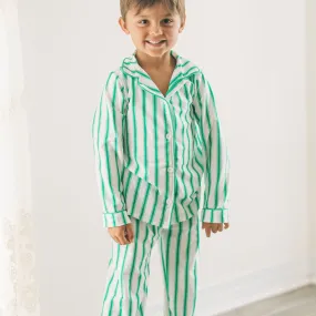 Button Down PJs - Green Pinstripe