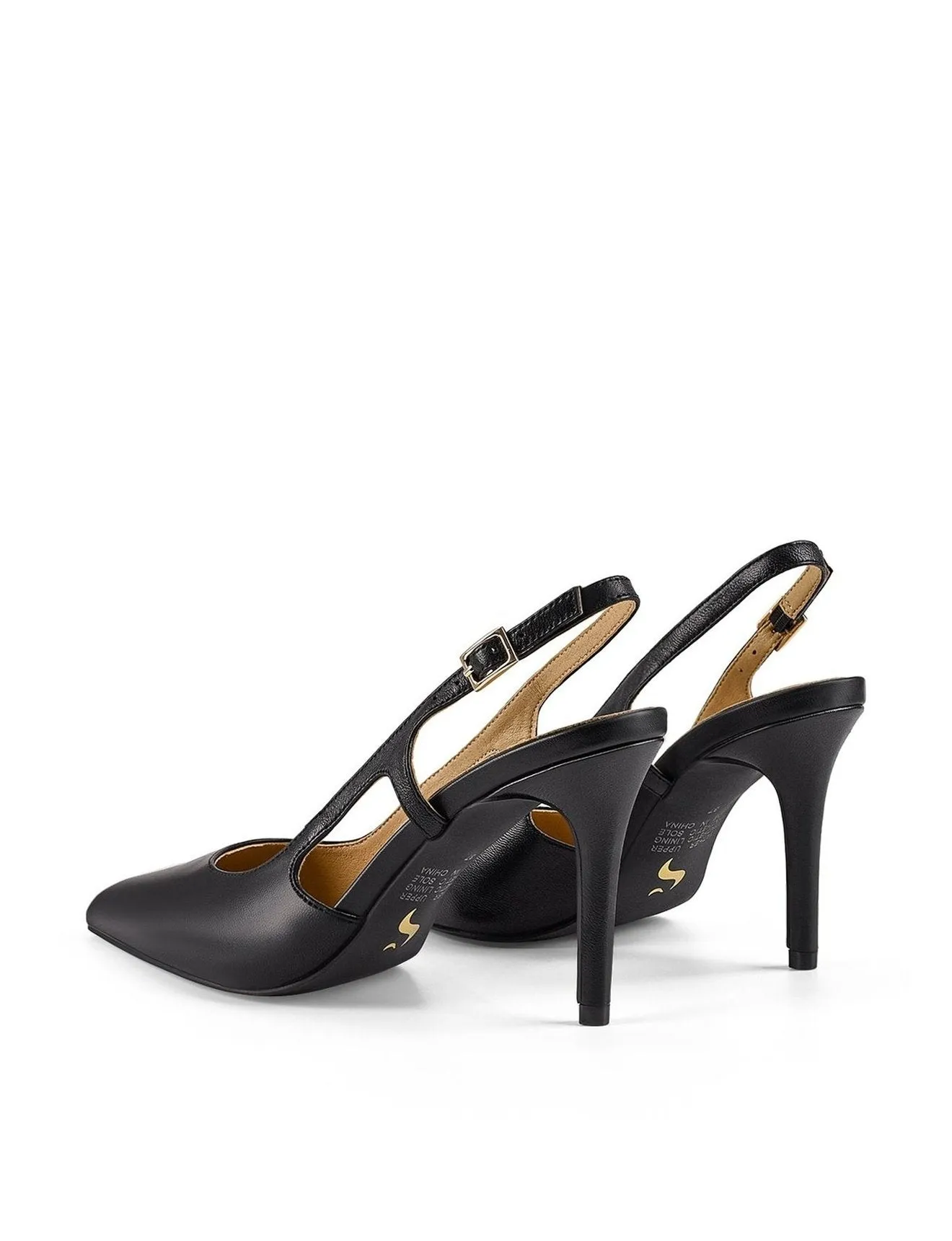 Cinch Slingback Heel - Black Leather