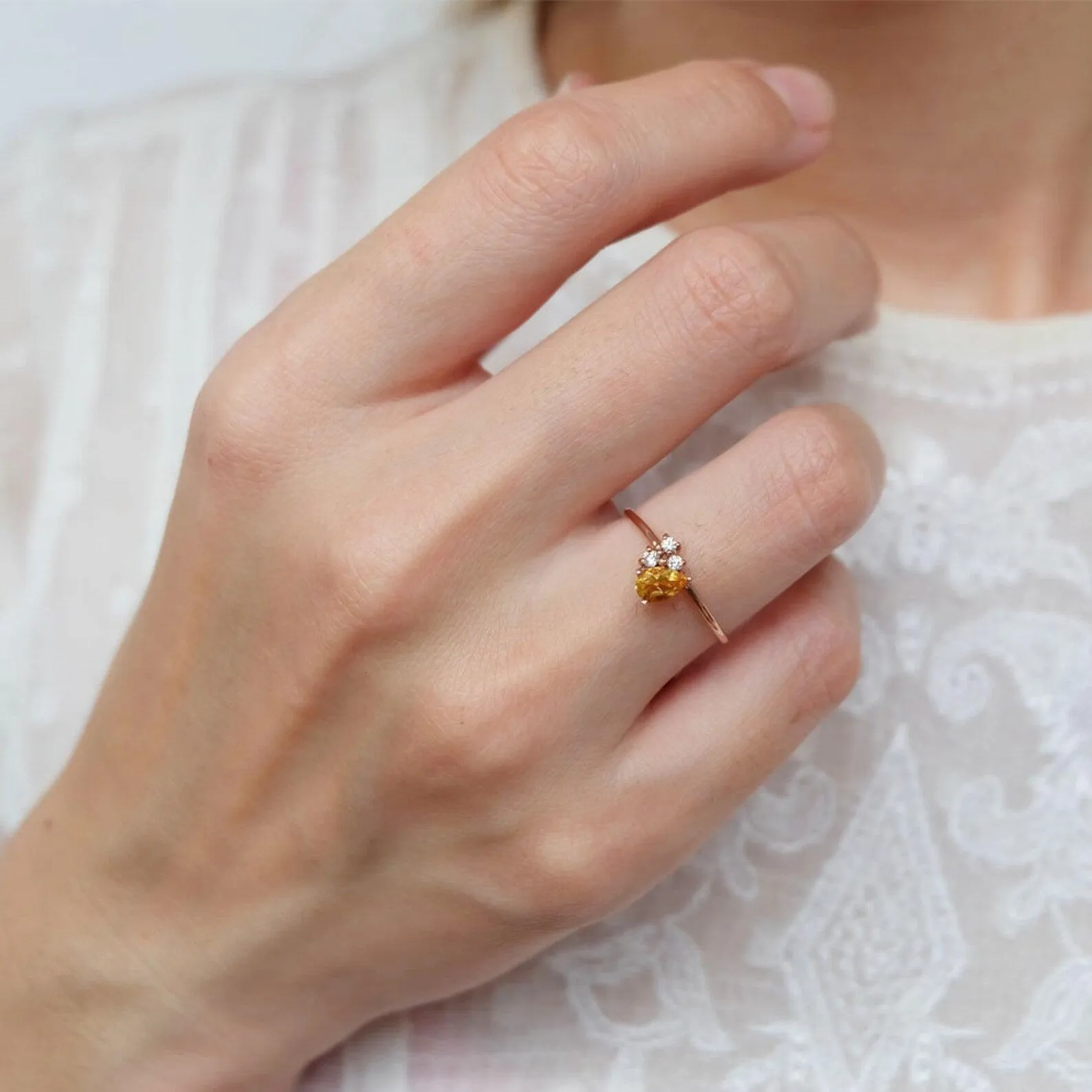 Citrine Diamond Ring Tess