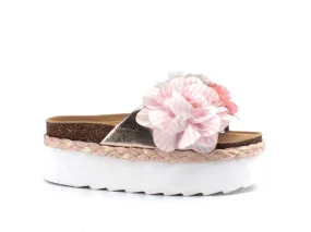 COLORS OF CALIFORNA Ciabatta Platform Glitter Fiore Oro Rosa