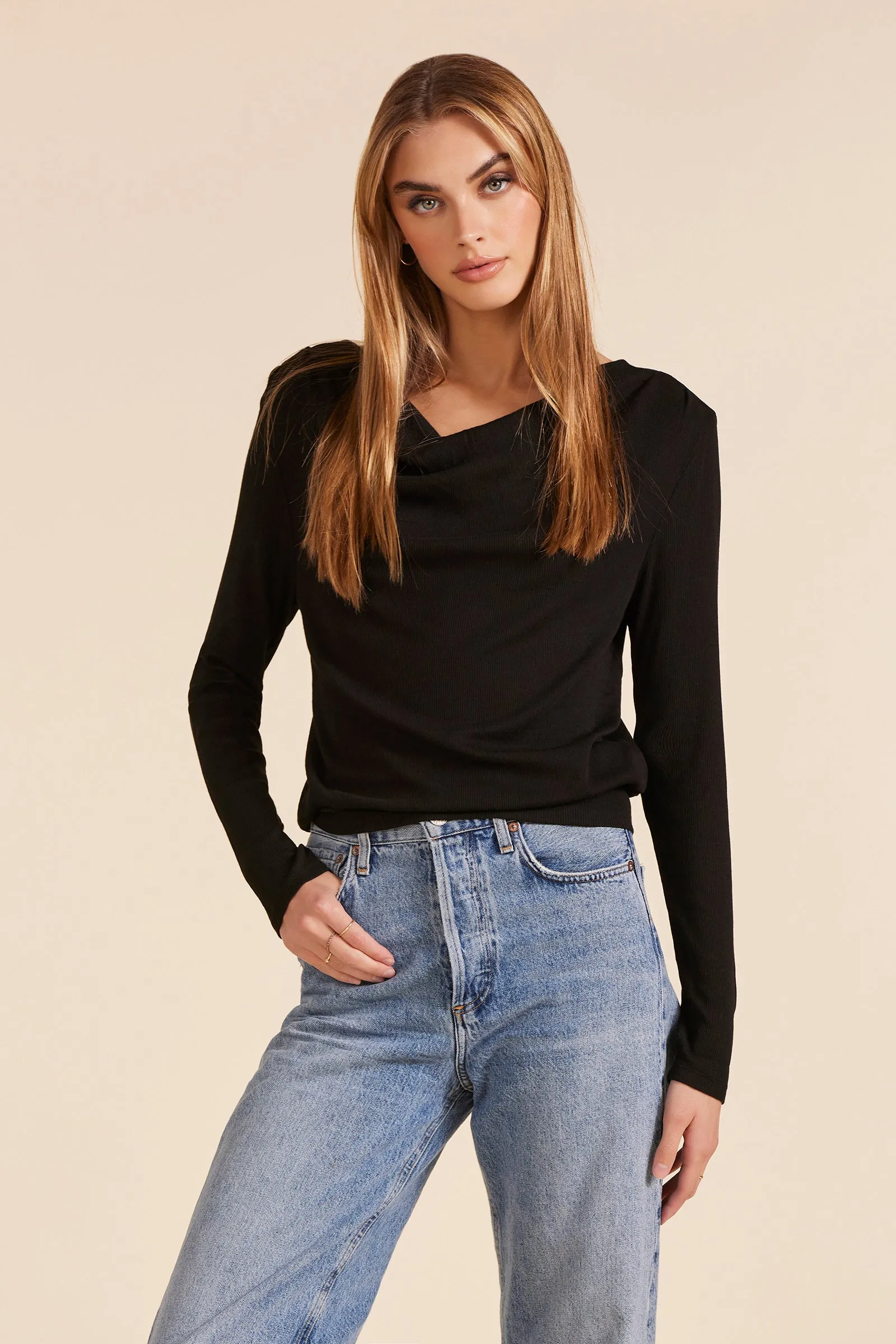 COWL NECK LONG SLEEVE TOP