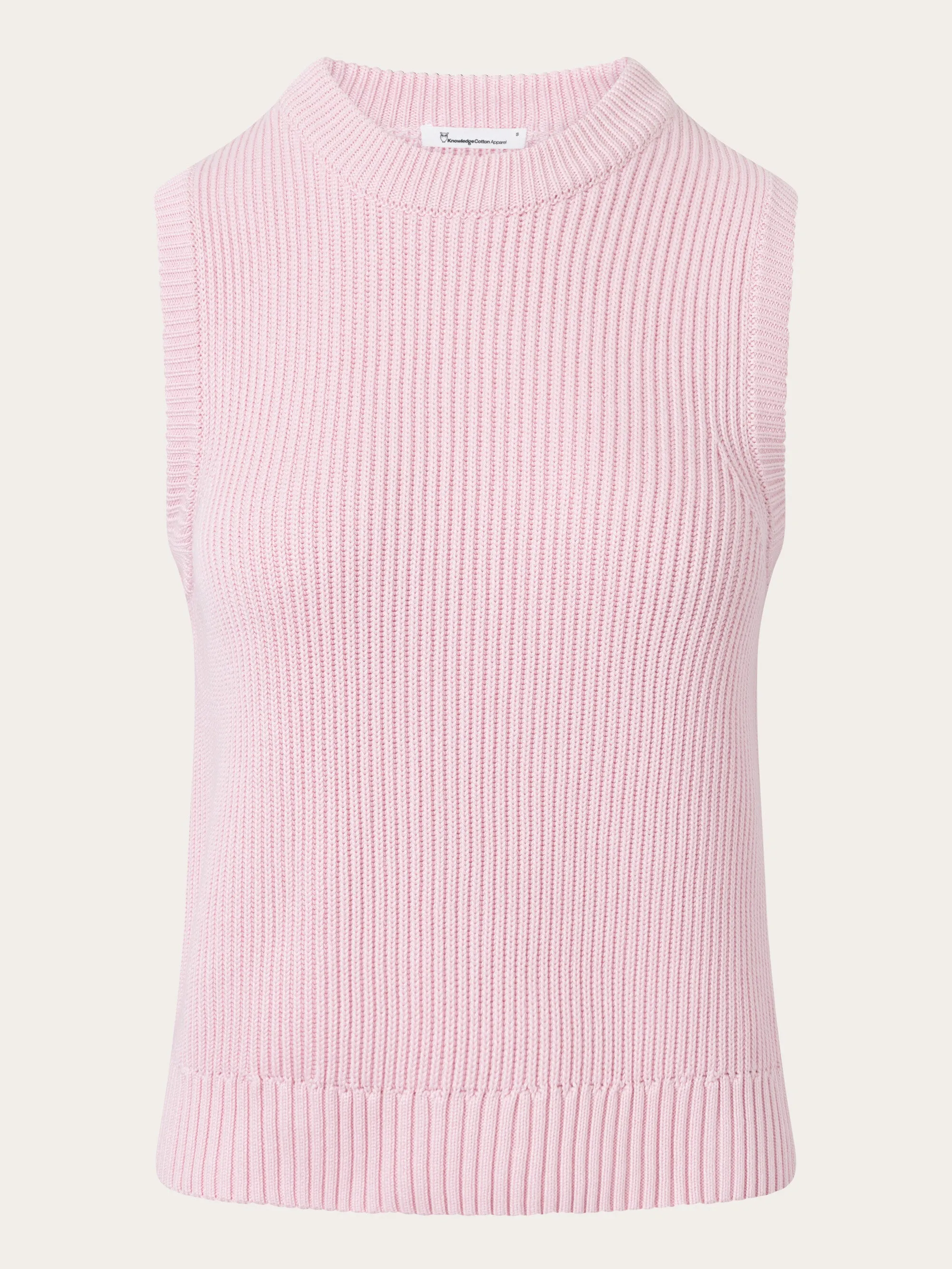 Crew neck cotton mix vest - Parfait Pink