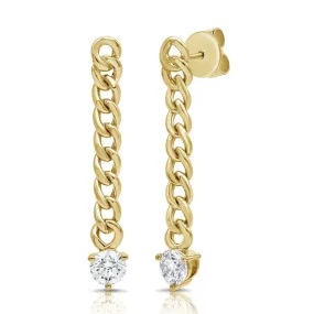 Cuban Chain Diamond Drop Earrings