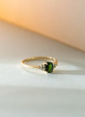 Dakota diamond tsavorite ring 14k gold