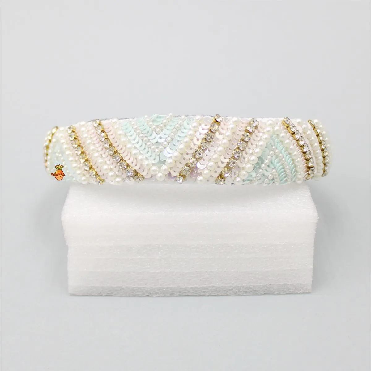 Delightful Pearly And Sequined White Hair Band