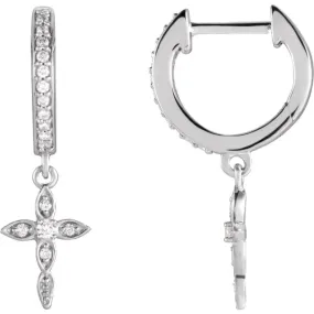 Diamond Accented Cross Hoop Huggies