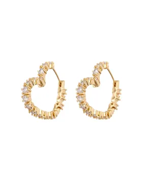 Diamond Heart Bijoux Hoops- Gold