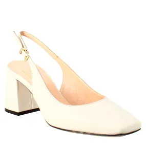 Décolleté slingback da donna in pelle colore crema a punta squadrata