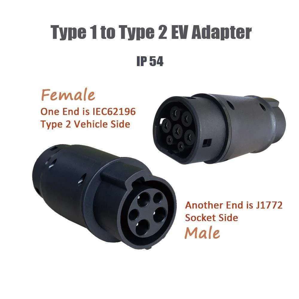 Electric Vehicle Charging Adapter 16A 32A Sae j1772 connector EVSE car charger Type 1 to Type2 EV adapter