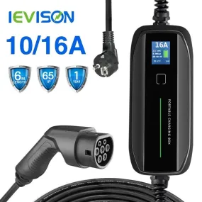 EVSE Type 2 Portable EV Charging Box Cable Switchable 10/16A Schuko Plug Electric Vehicle Car Charger IEC 62196-2 2.2/3.6KW