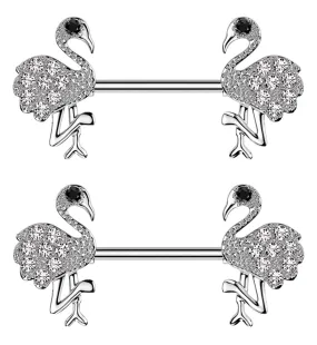 Flamingo Clear CZ Stainless Steel Nipple Barbell