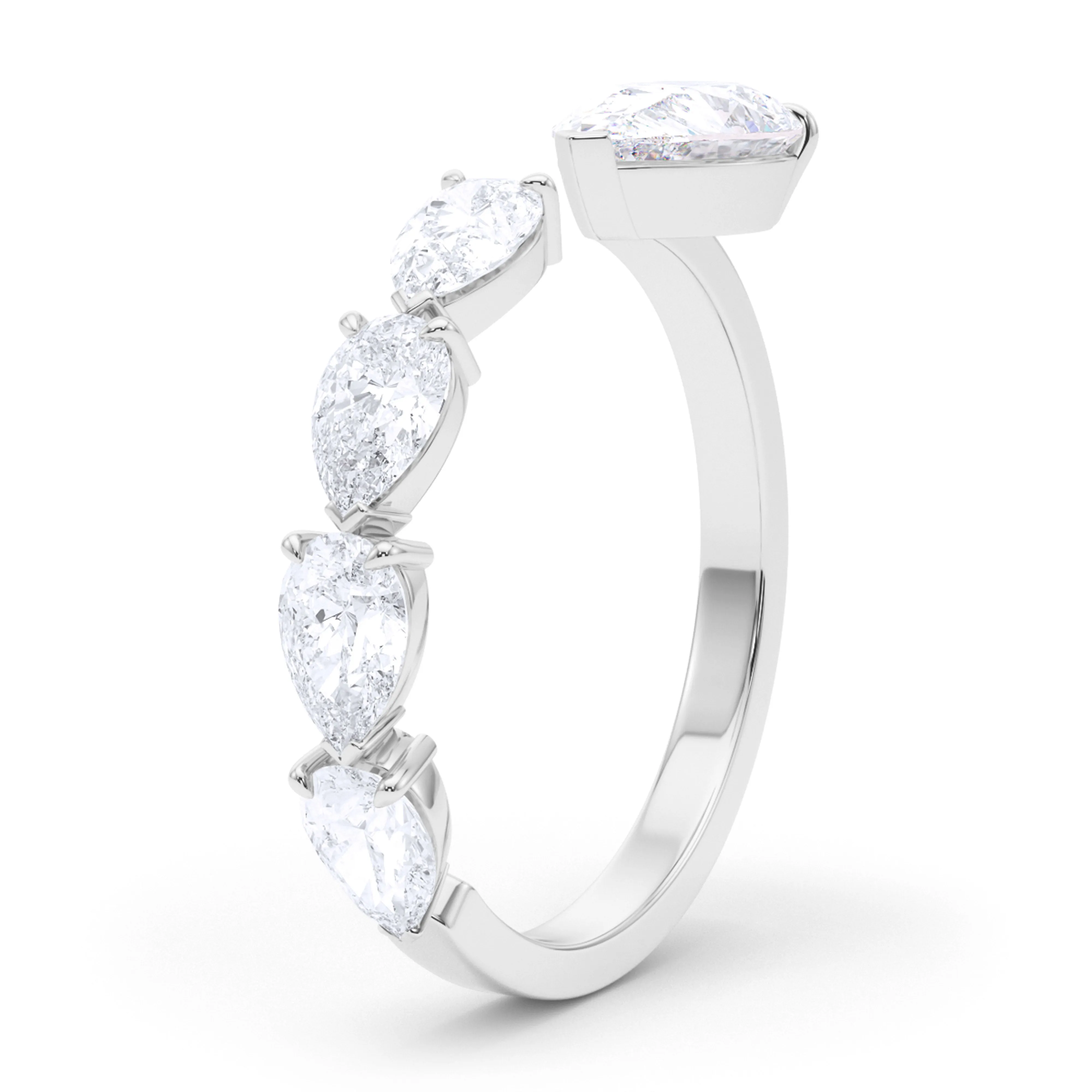 Floating Sideways Pear Cut Diamond Ring