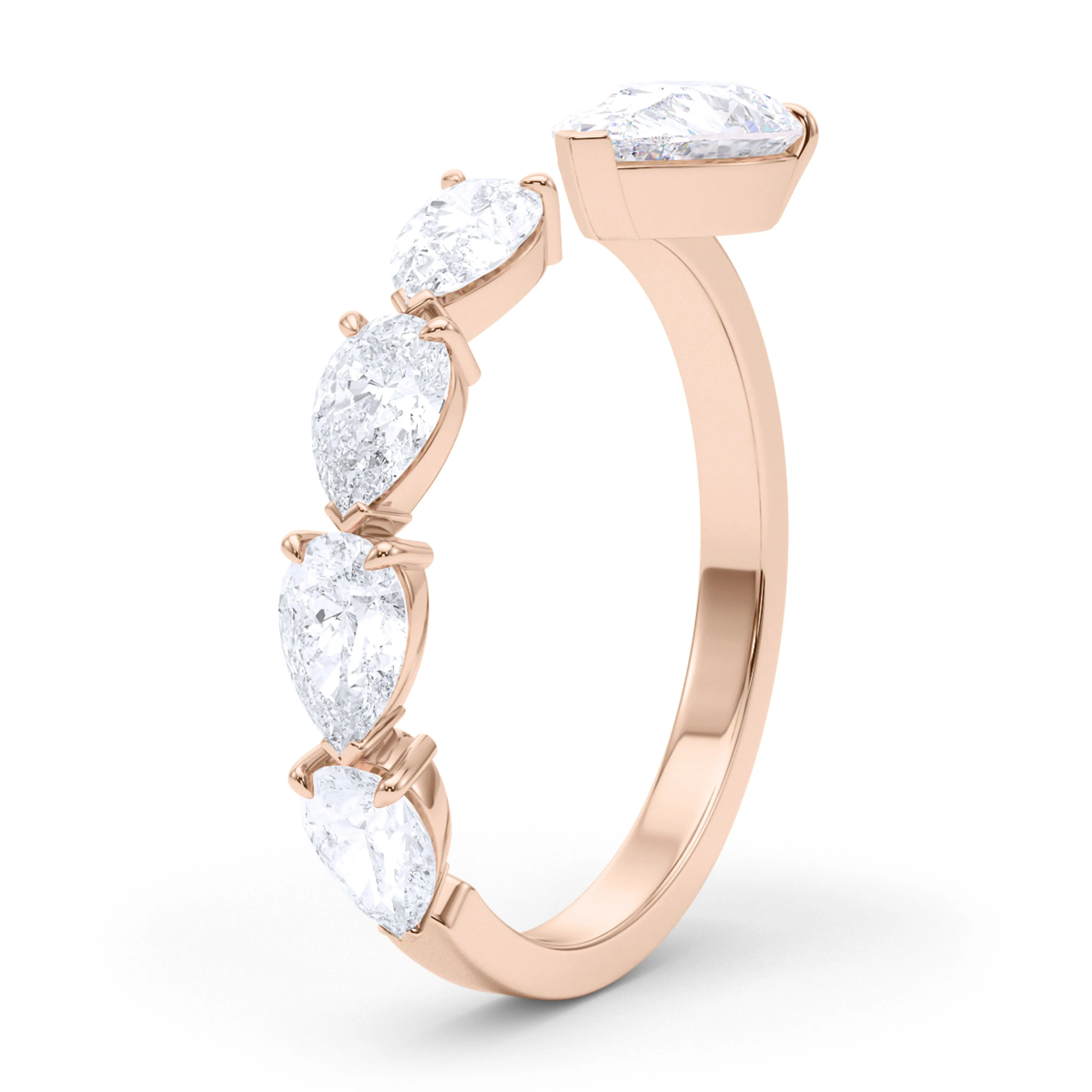 Floating Sideways Pear Cut Diamond Ring