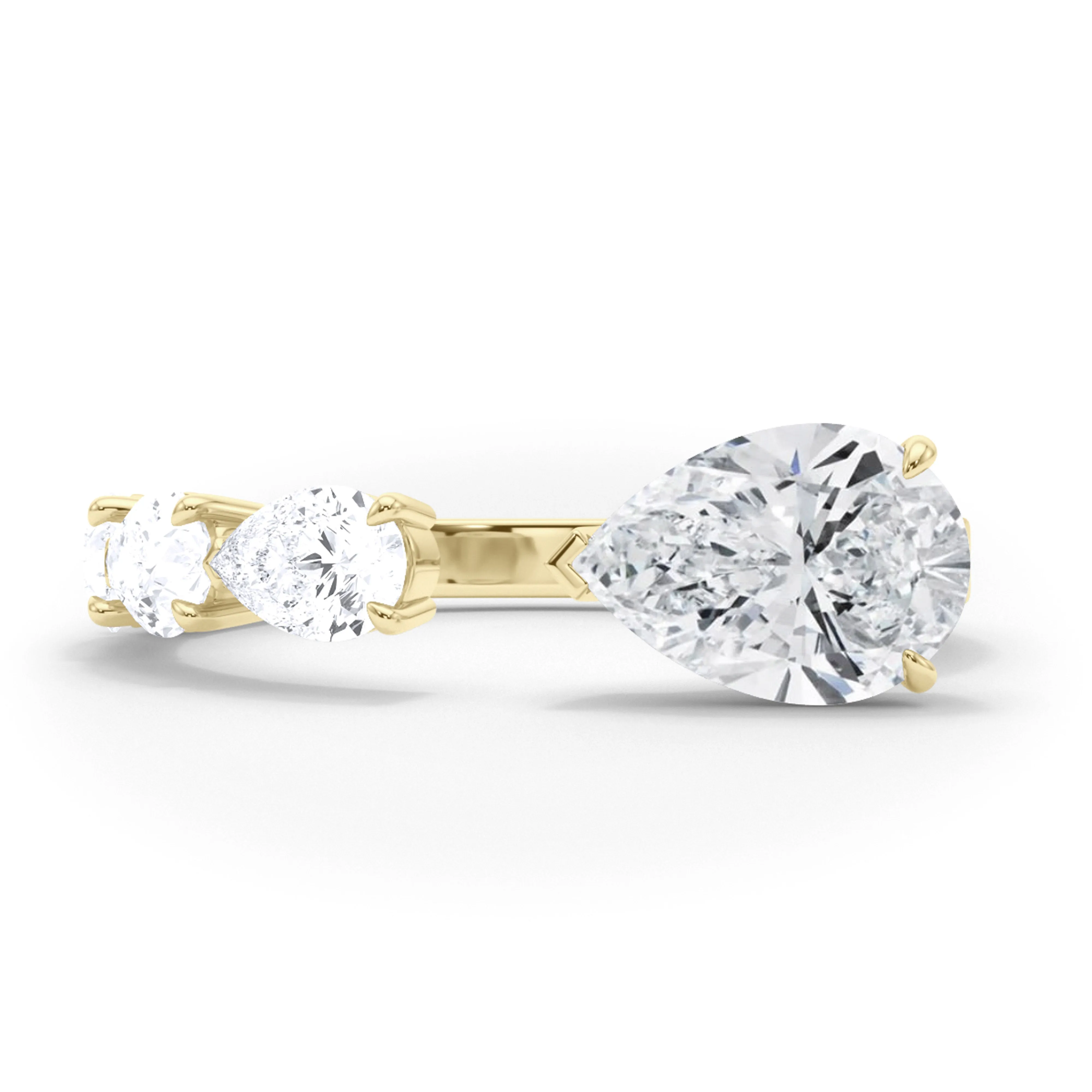 Floating Sideways Pear Cut Diamond Ring