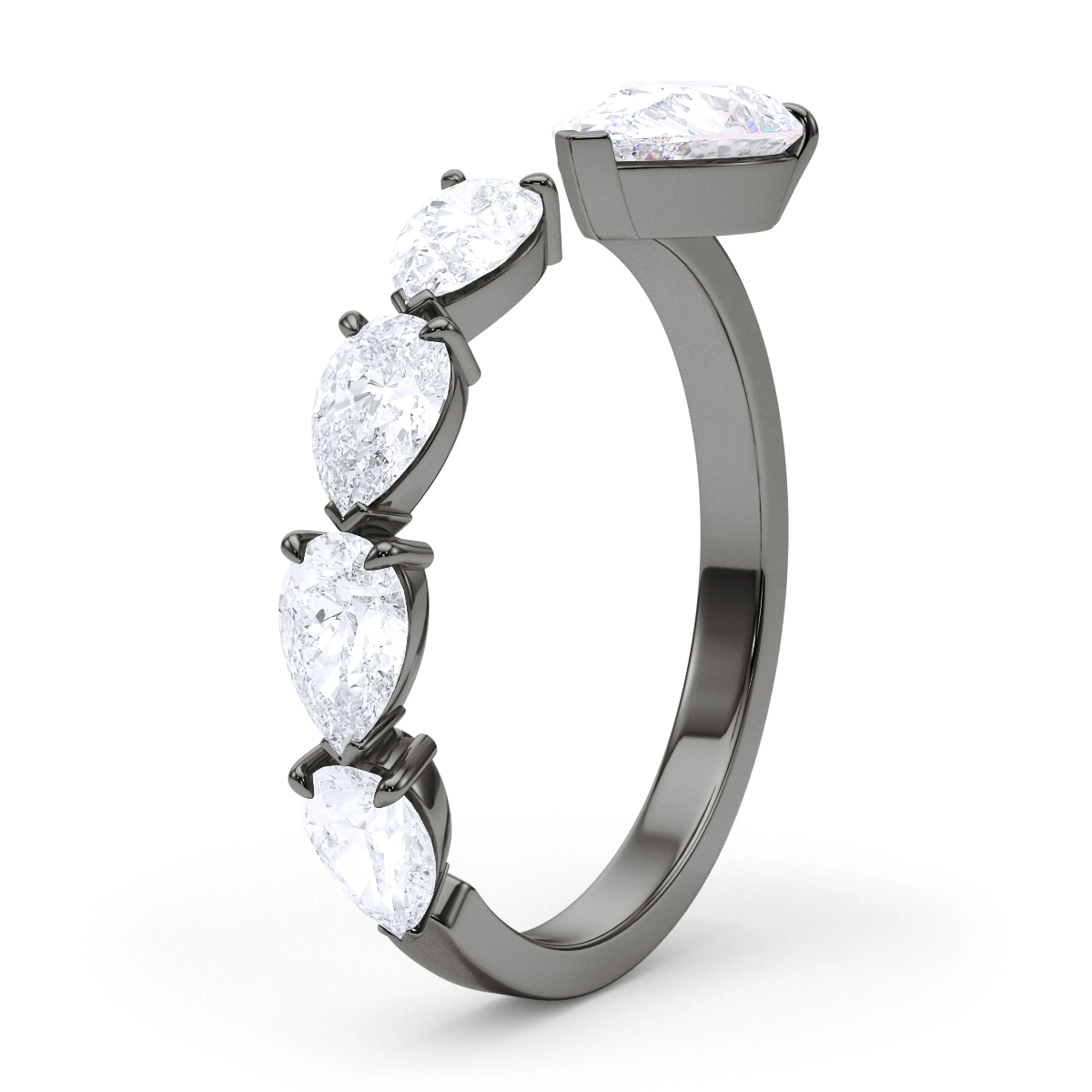 Floating Sideways Pear Cut Diamond Ring